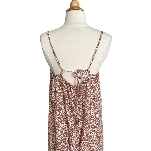 OLD NAVY Tie Back Maxi Slip Dress Brown White Relaxed Minimalist Size Med Tall - Picture 9 of 16